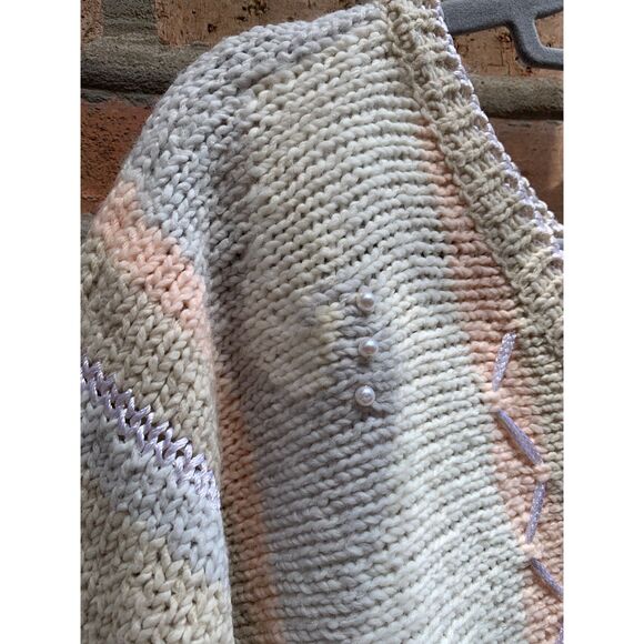 Vintage cream lightweight sweater vest sleeveless cap sleeves Beldoch M - Picture 2 of 4